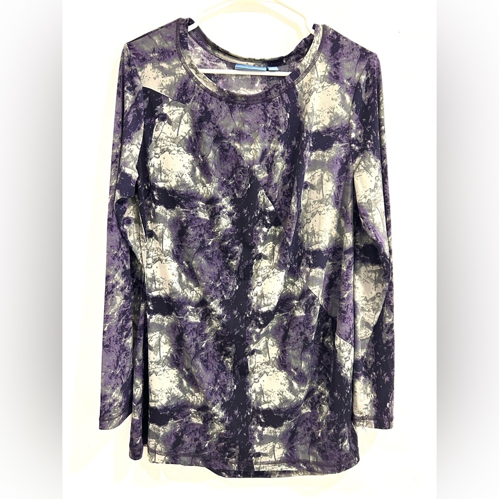 Simply Vera Vera Wang Purple and Cream Long Sleeve Top